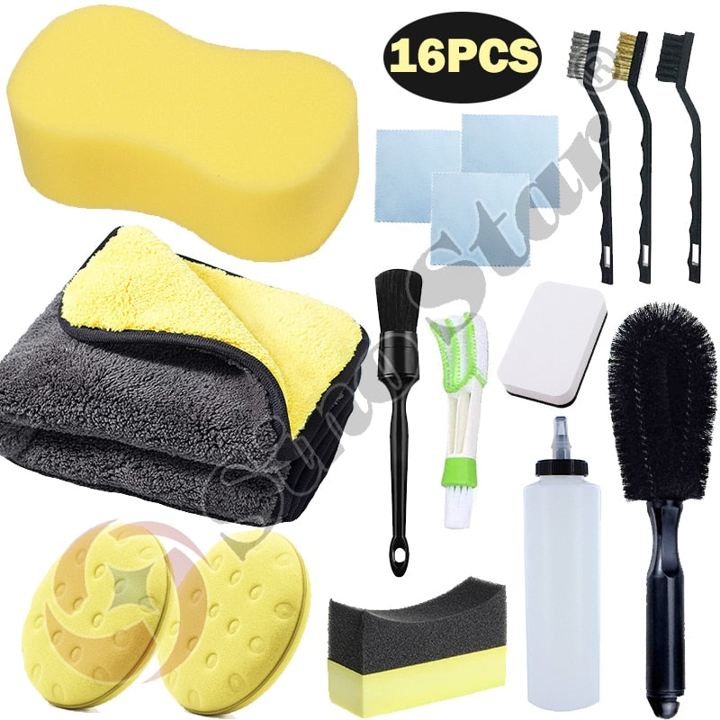 Car Cleaning Tool Kit 16 Pcs Car Detailing Brush Set