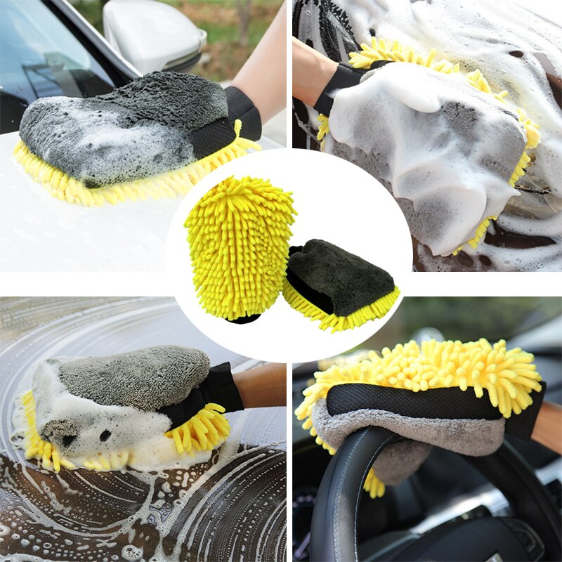 Autofiber [Knit Mitt] Microfiber Car Detailing Gloves - 2 Pack Gray